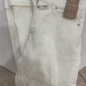 NWT Madewell '90s Straight White Jeans w/ Knee Rips